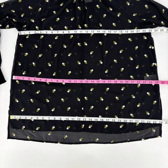 Cabi Embroidered Blouse # 5338, Sheer Black with Embroidered Roses, Small - Picture 15 of 16